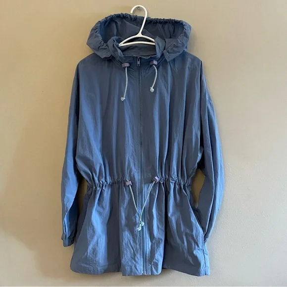 Vintage “Exclusiv” Light Blue Nylon Jacket w Toggle Cinched Waist **Like New - Picture 2 of 15
